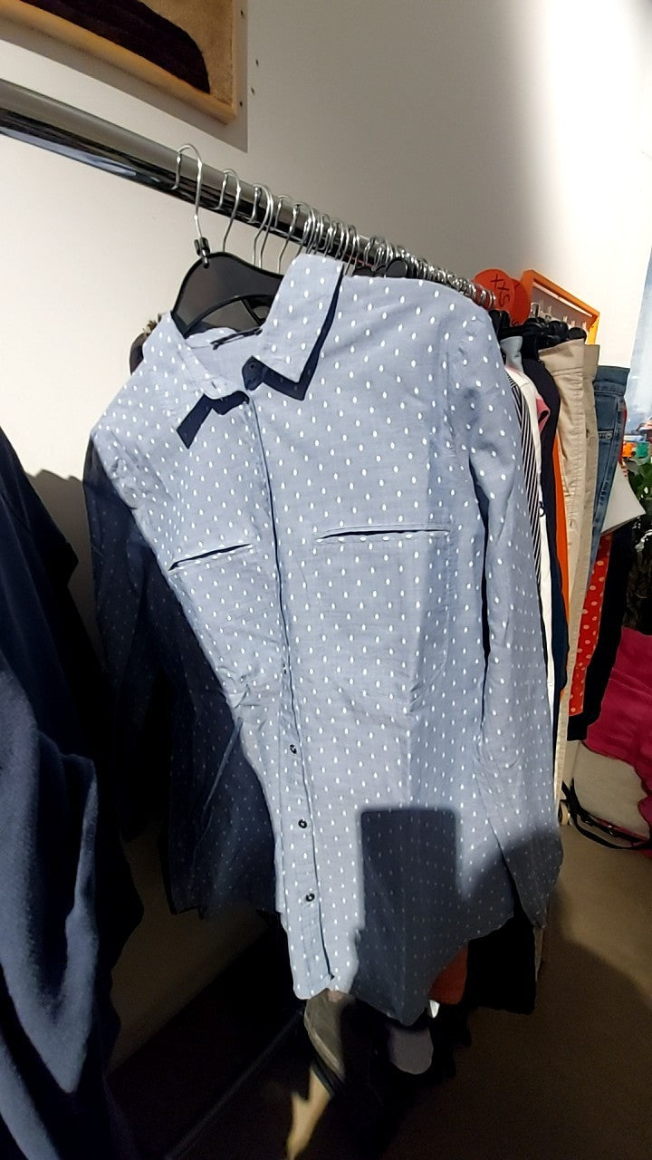 EDC Bluse Blau mit weißen Punkten Gr.: M
