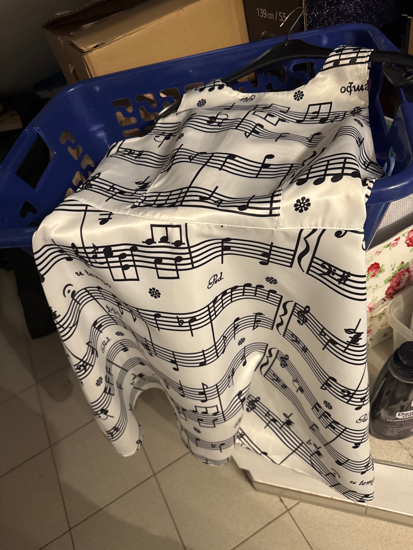 Noten Kleid Weiß mit Schwarz Gr.: M
