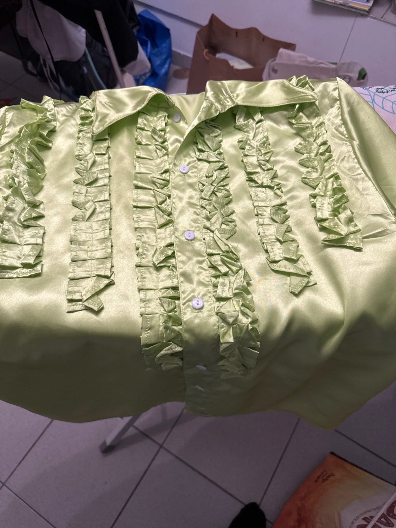 Karneval Bluse Hippie Hellgrün Gr.: M