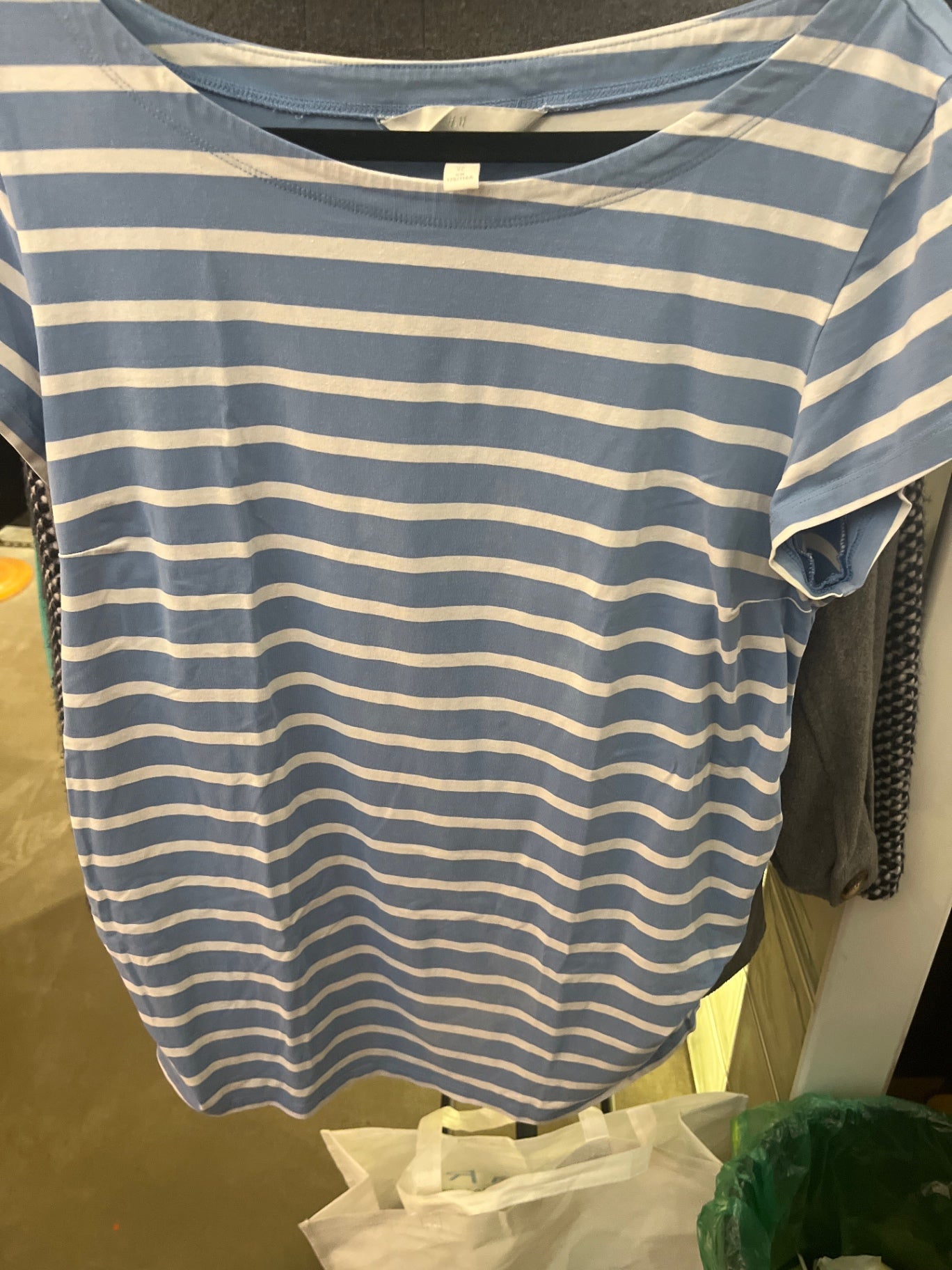 H&M Umstandsshirt Blau Weiß XL