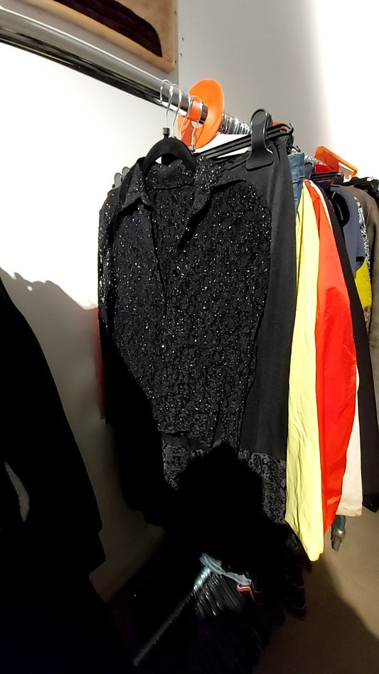 Bluse Schwarz mit Glitzereffekt Gr.: S