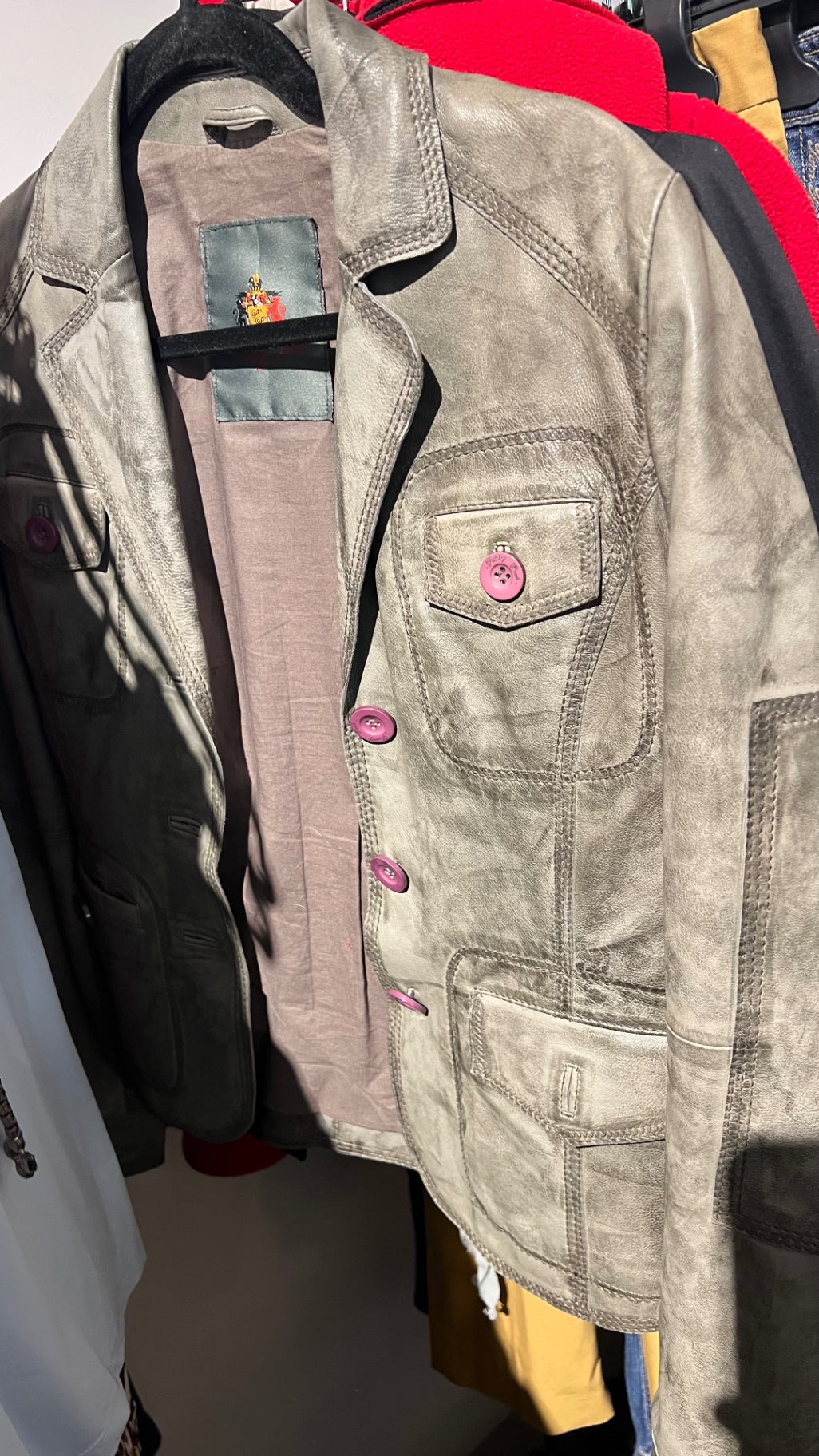 Lederjacke Grün Gr.: S