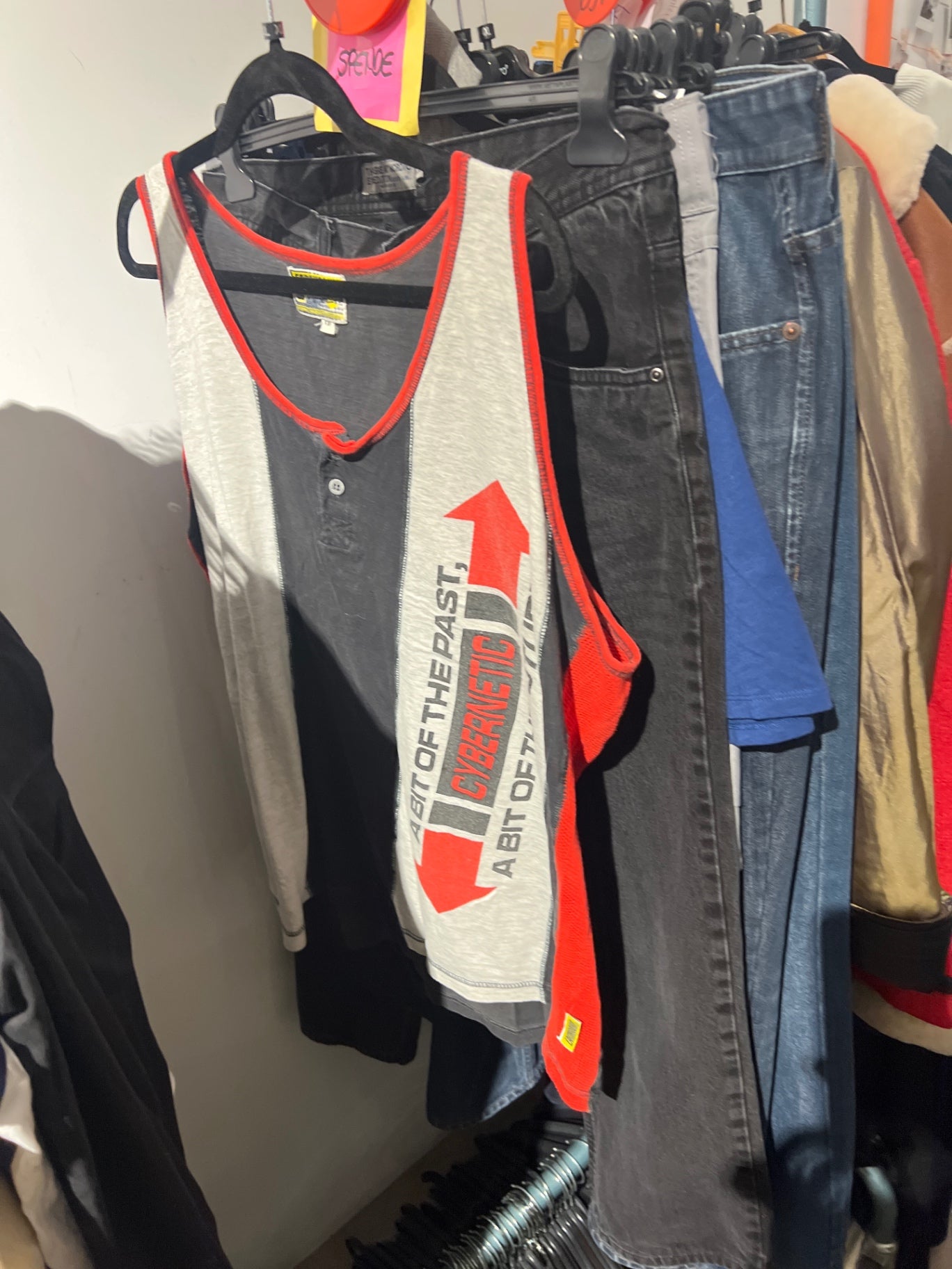 Tanktop Grau, Rot, Schwarz Gr.: XL