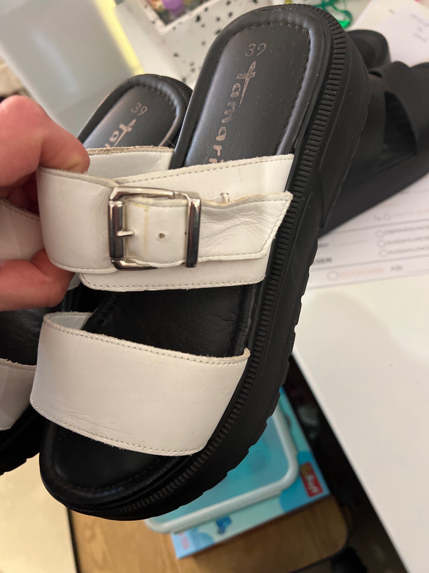 Tamaris Sandalen Weiß Schwarz Gr.: 39