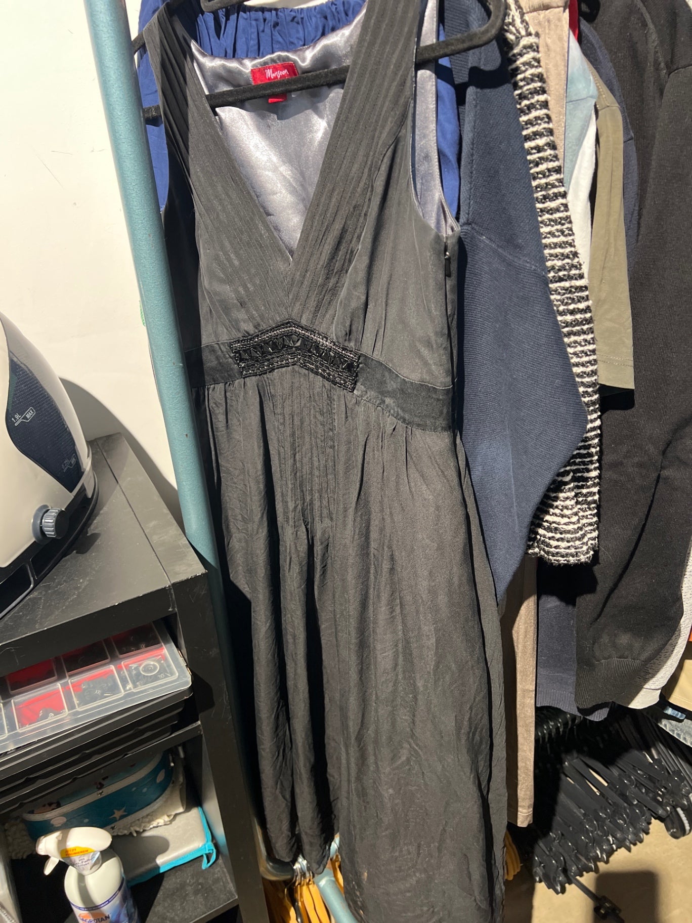 Monsoon 100% Seide Kleid Schwarz Gr.: M