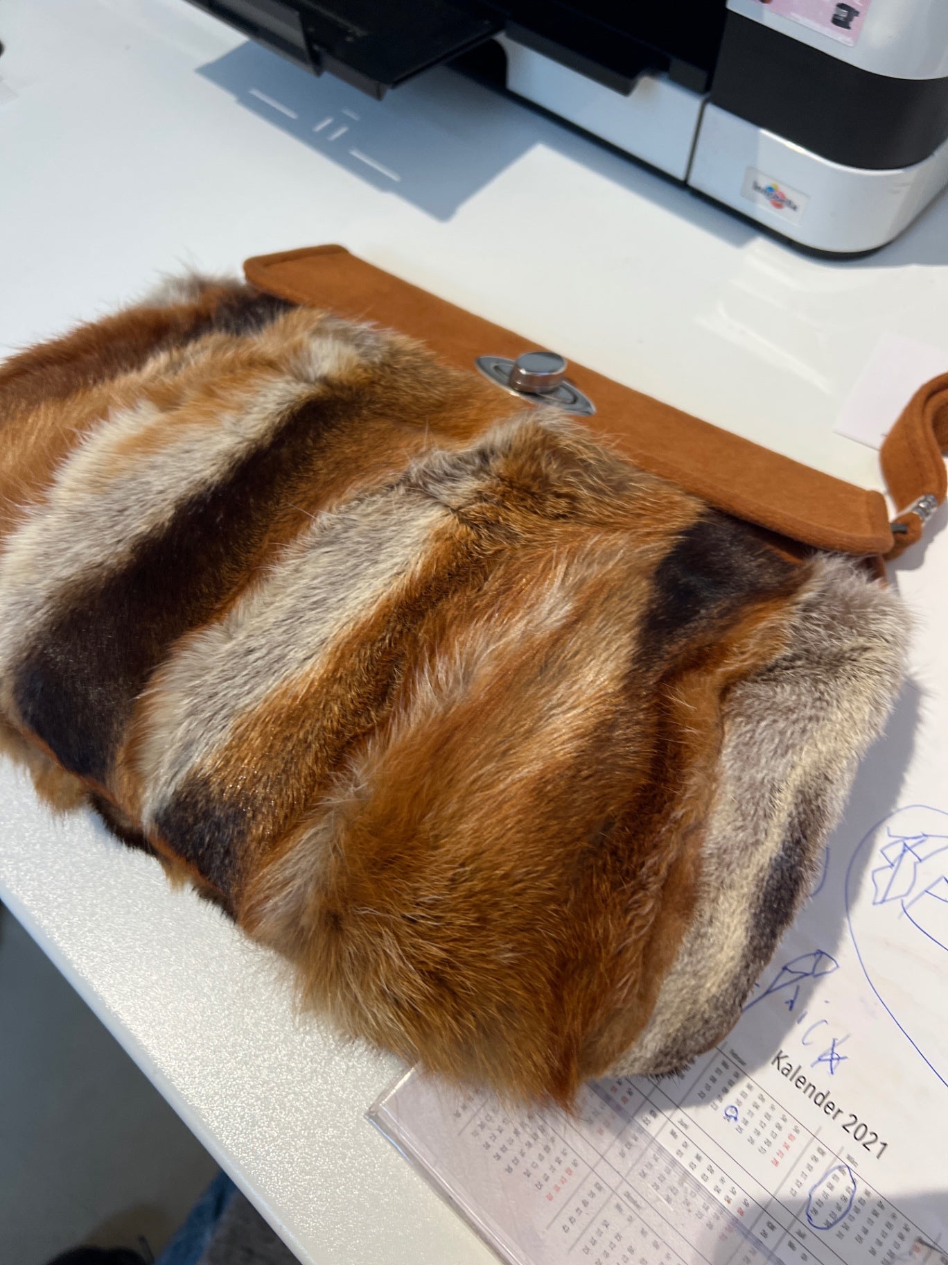 Pelz Tasche / Muff Braun 