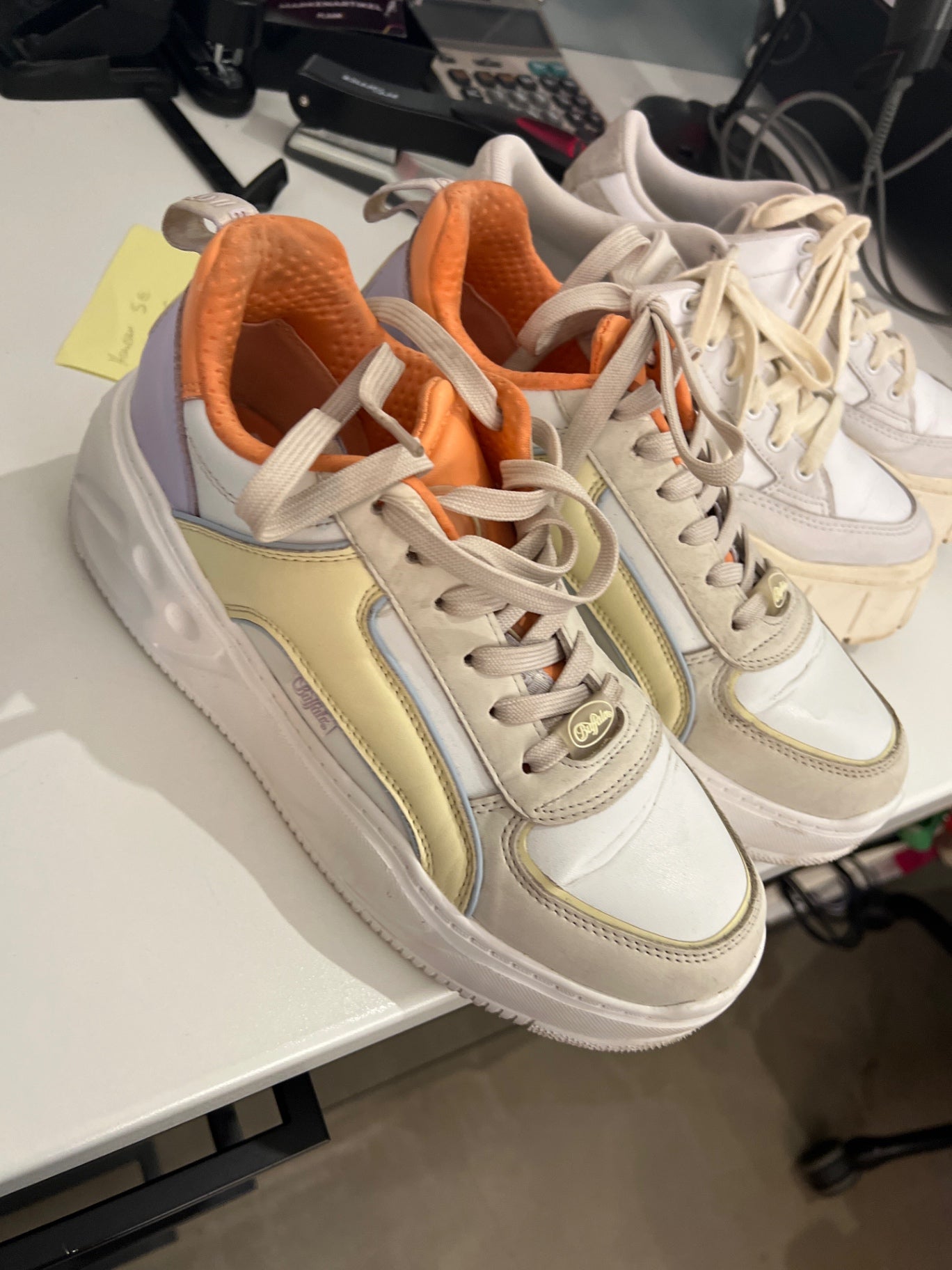Buffalo Sneaker Weiß, Hellgelb Gr.: 39