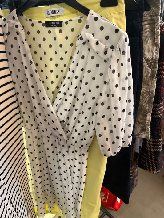 SUBLEVEL Kleid Weiß Punkte Gr.: M/L