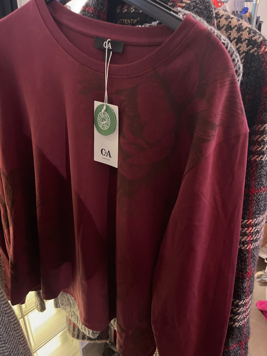 C&A Langarmshirt Bordeauxrot.: L