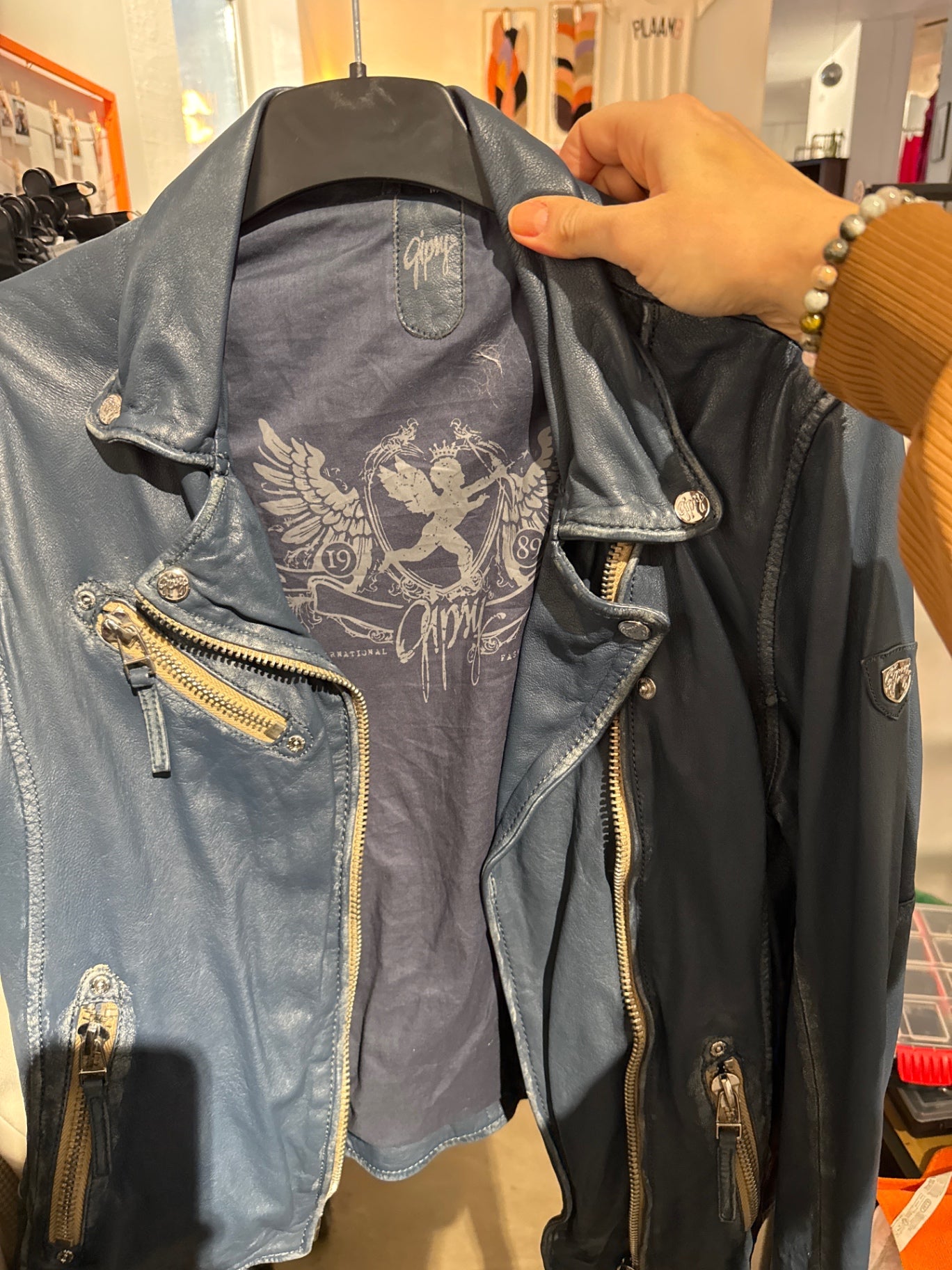 Gipsy Lederjacke Blau Gr.: M