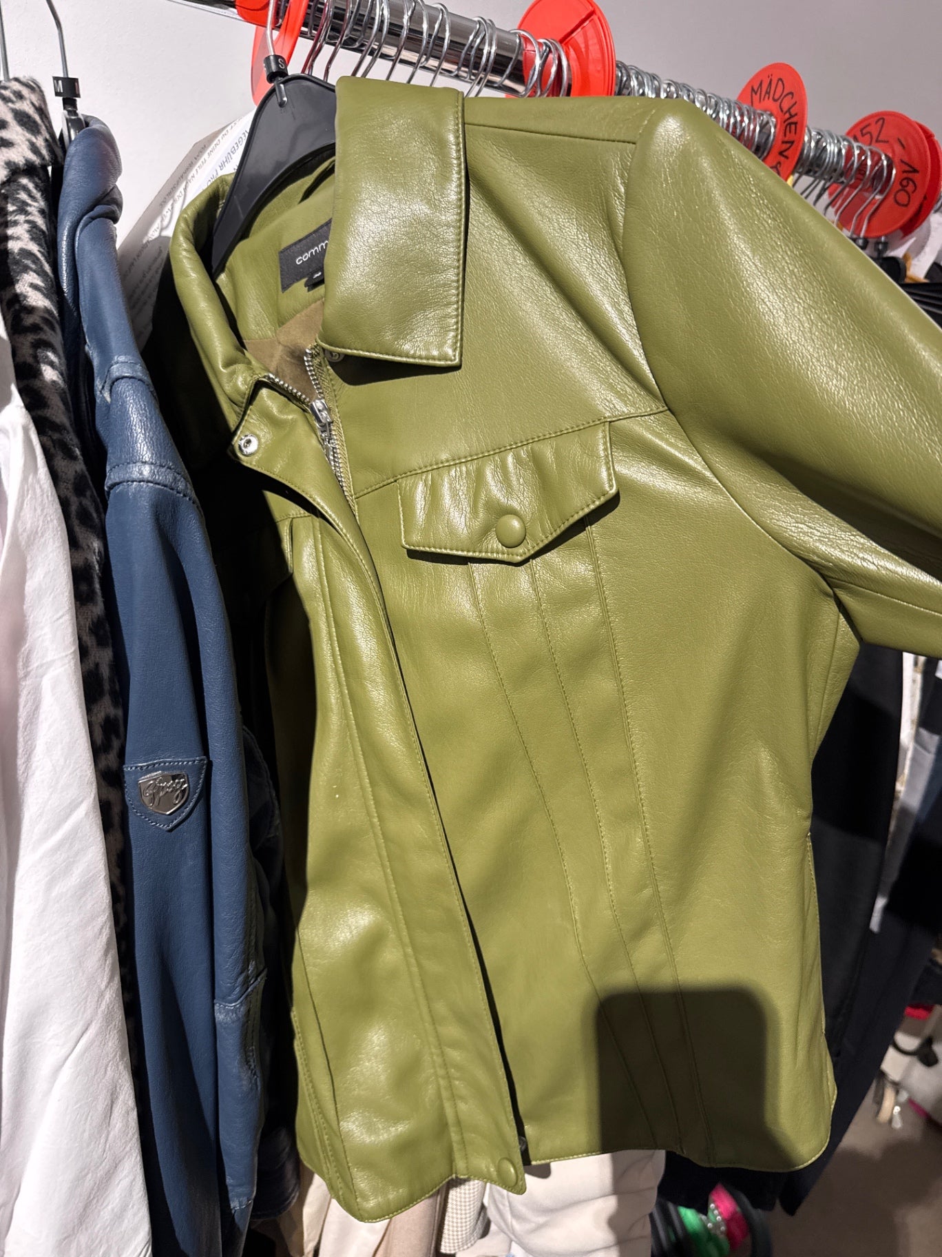 Comma Lederjacke Hellgrün Gr.: S