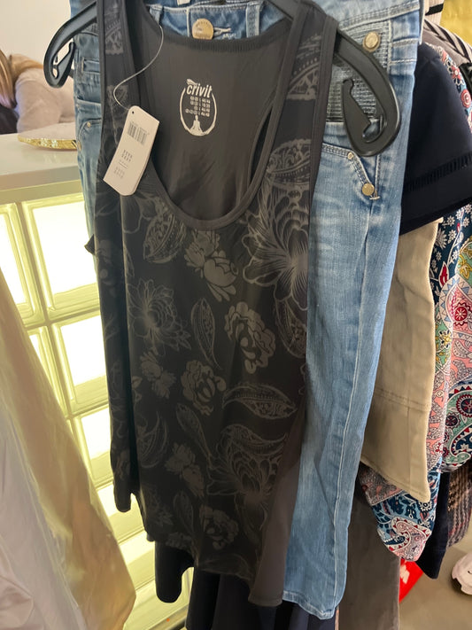 Crivit Top Grau Blumen Gr.: L