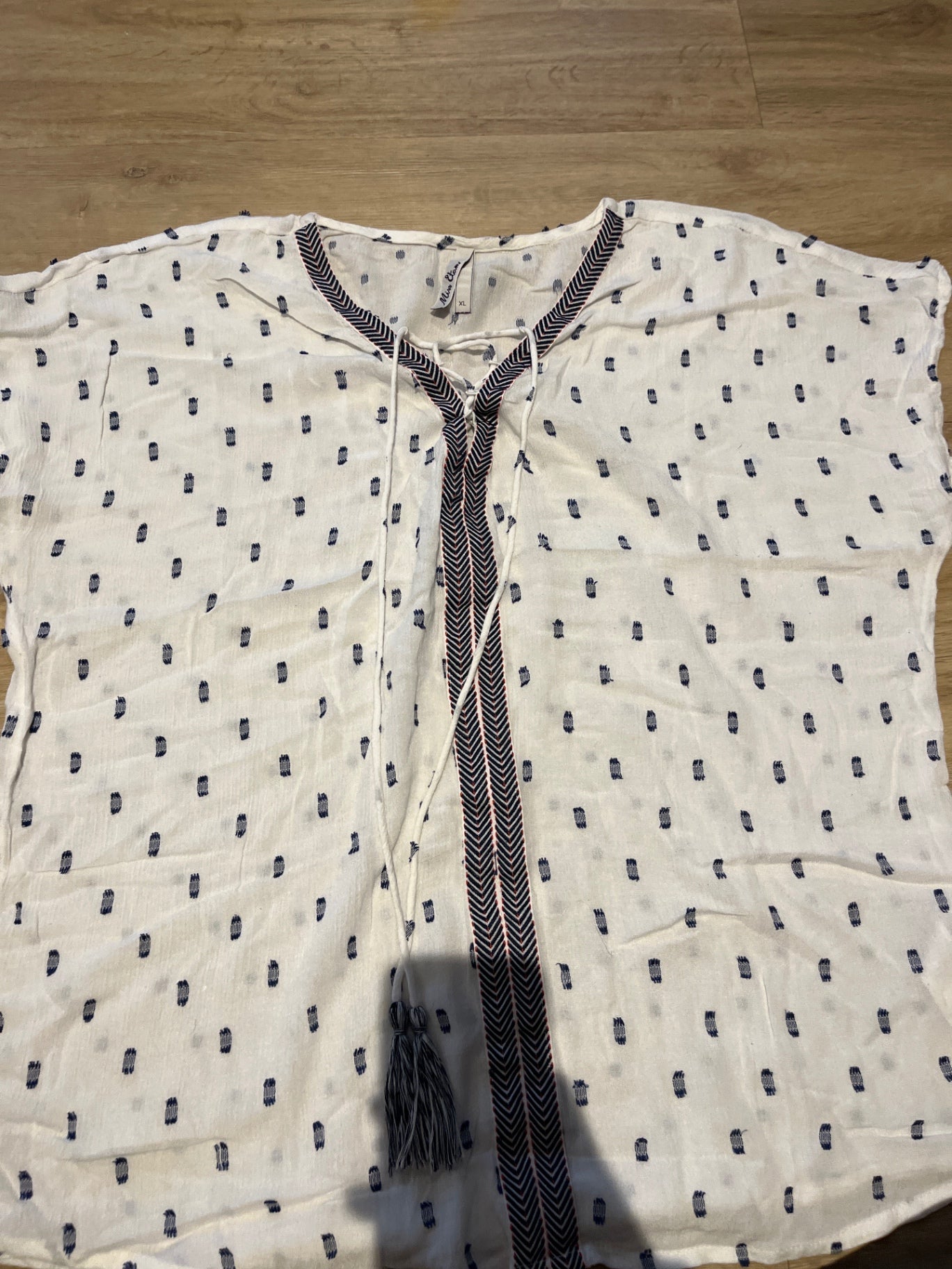 Miss Etam Blusenshirt Weiß Blau XL