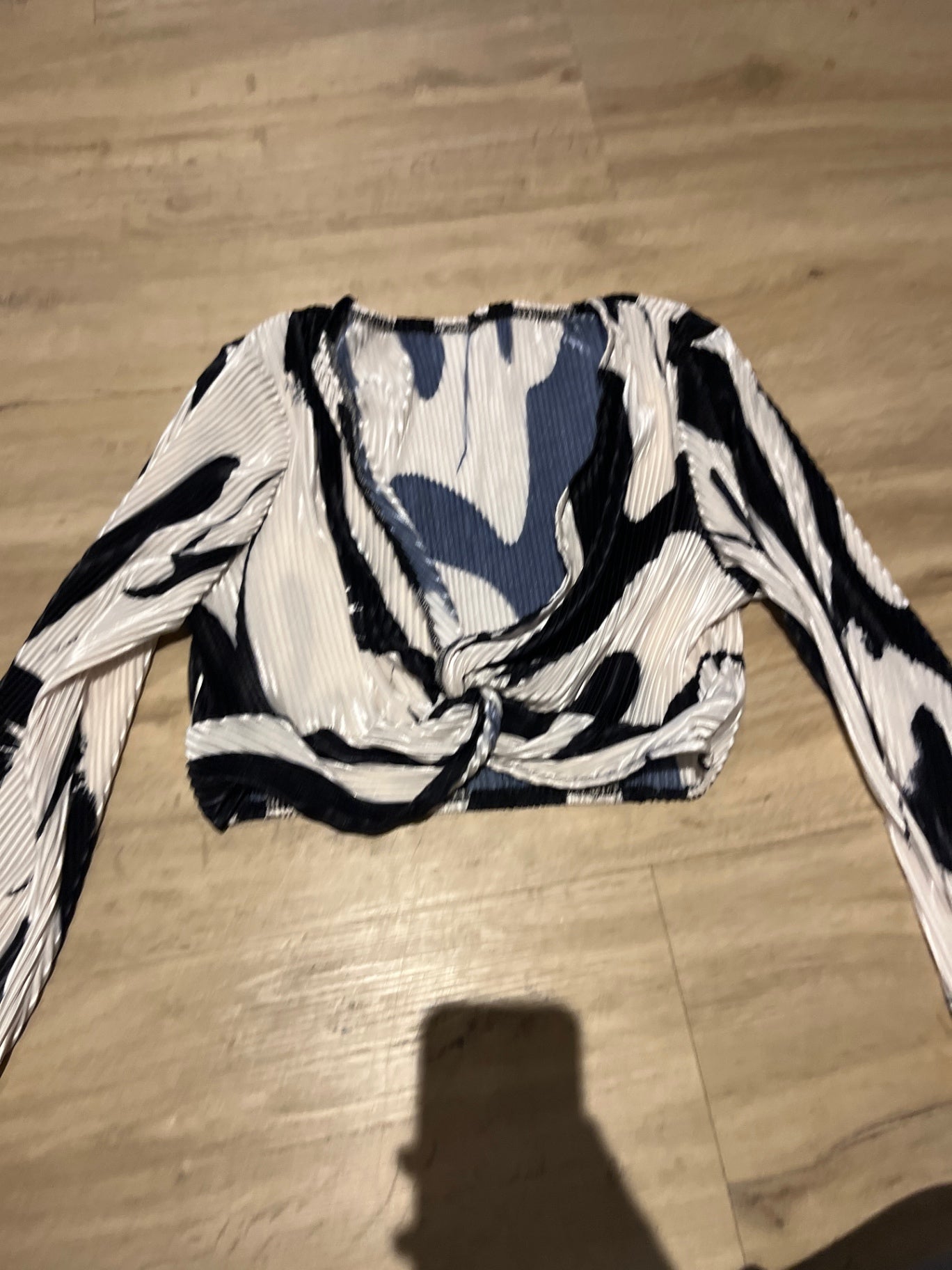 Cropped Bluse Weiß Schwarz M/L