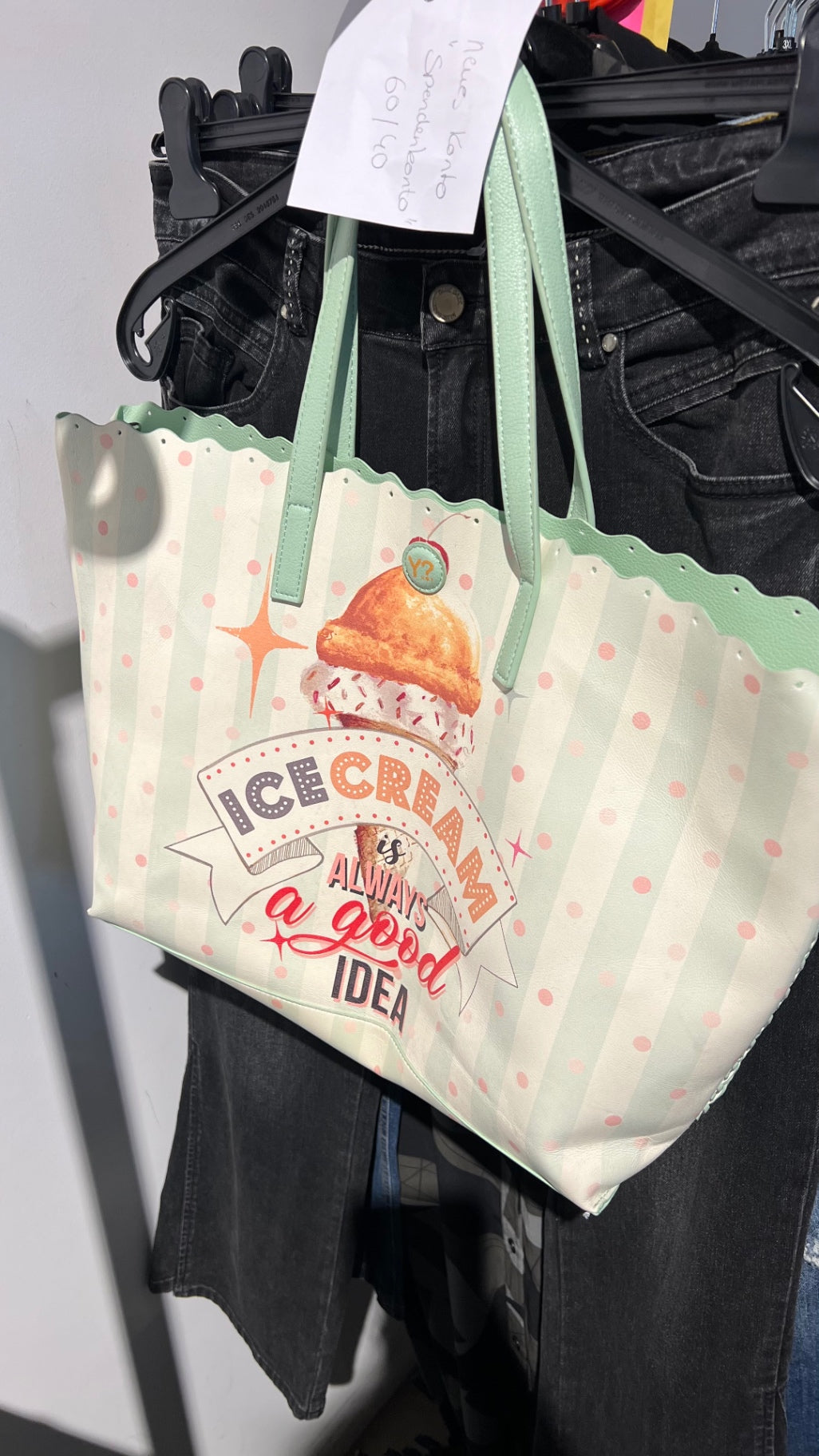 Y?NOT Tasche Weiß Grün 