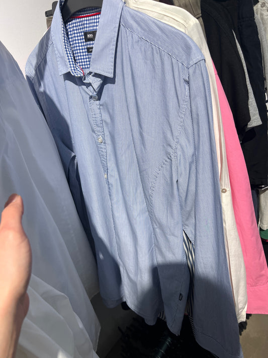 BOSS Hemd Hellblau Streifen Gr.: XL