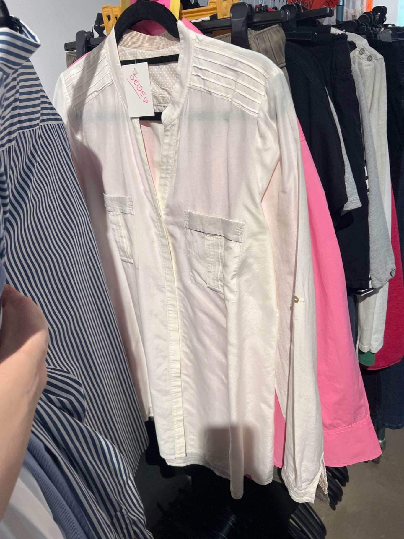 Bluse Seide Creme Gr.: L