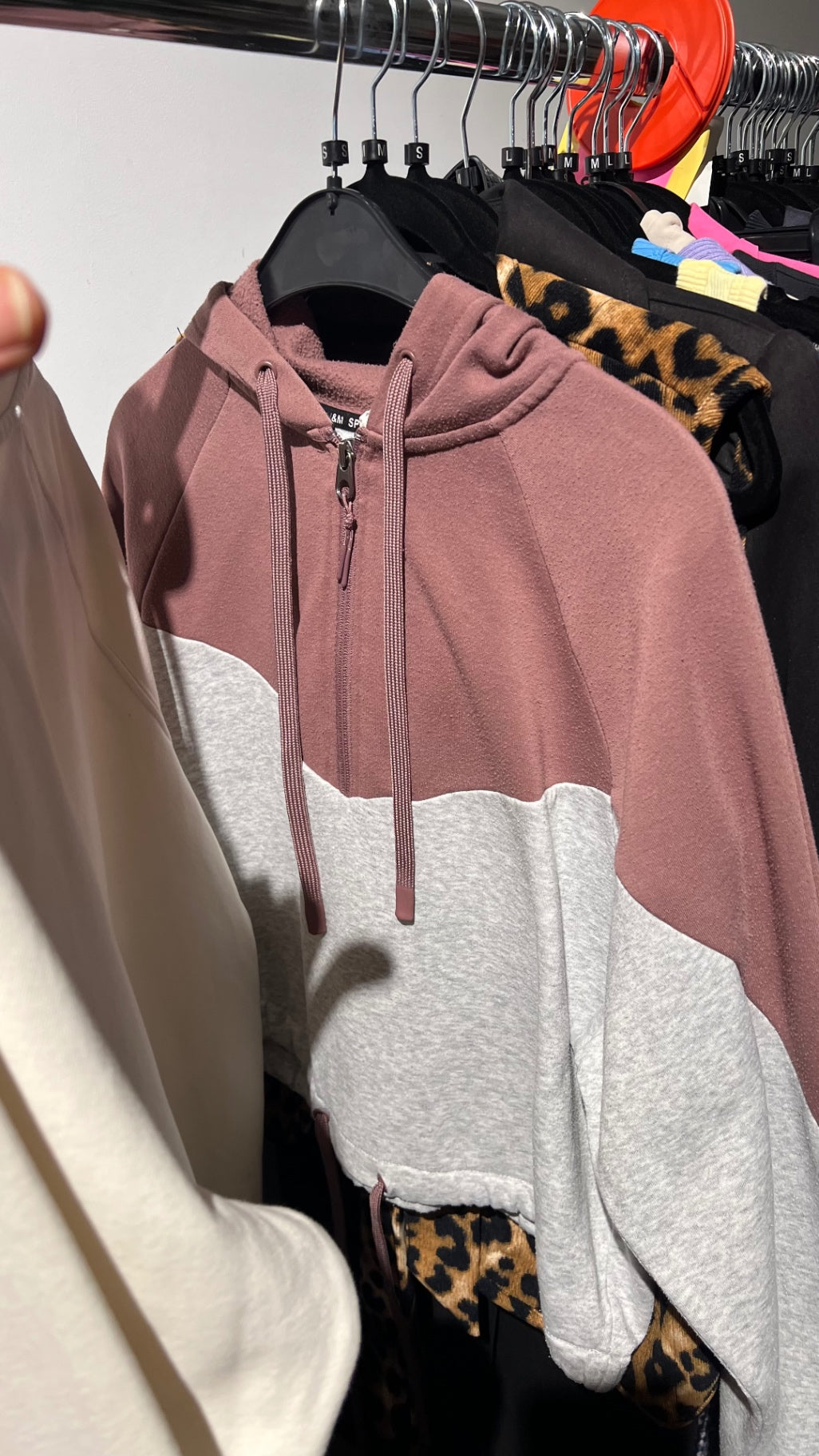 H&M Sport Hoodie Rosa und Grau Gr.: S