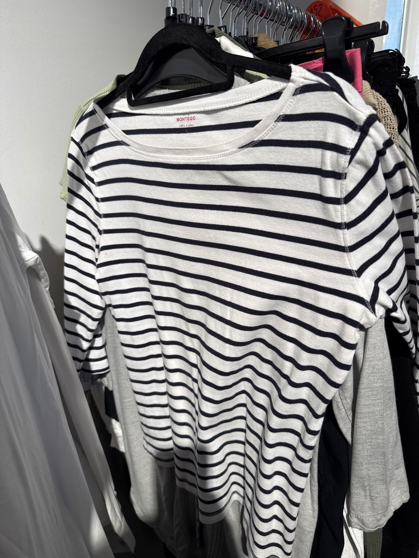 MONTEGO Shirt Weiß Schwarz gestreift Gr.: L