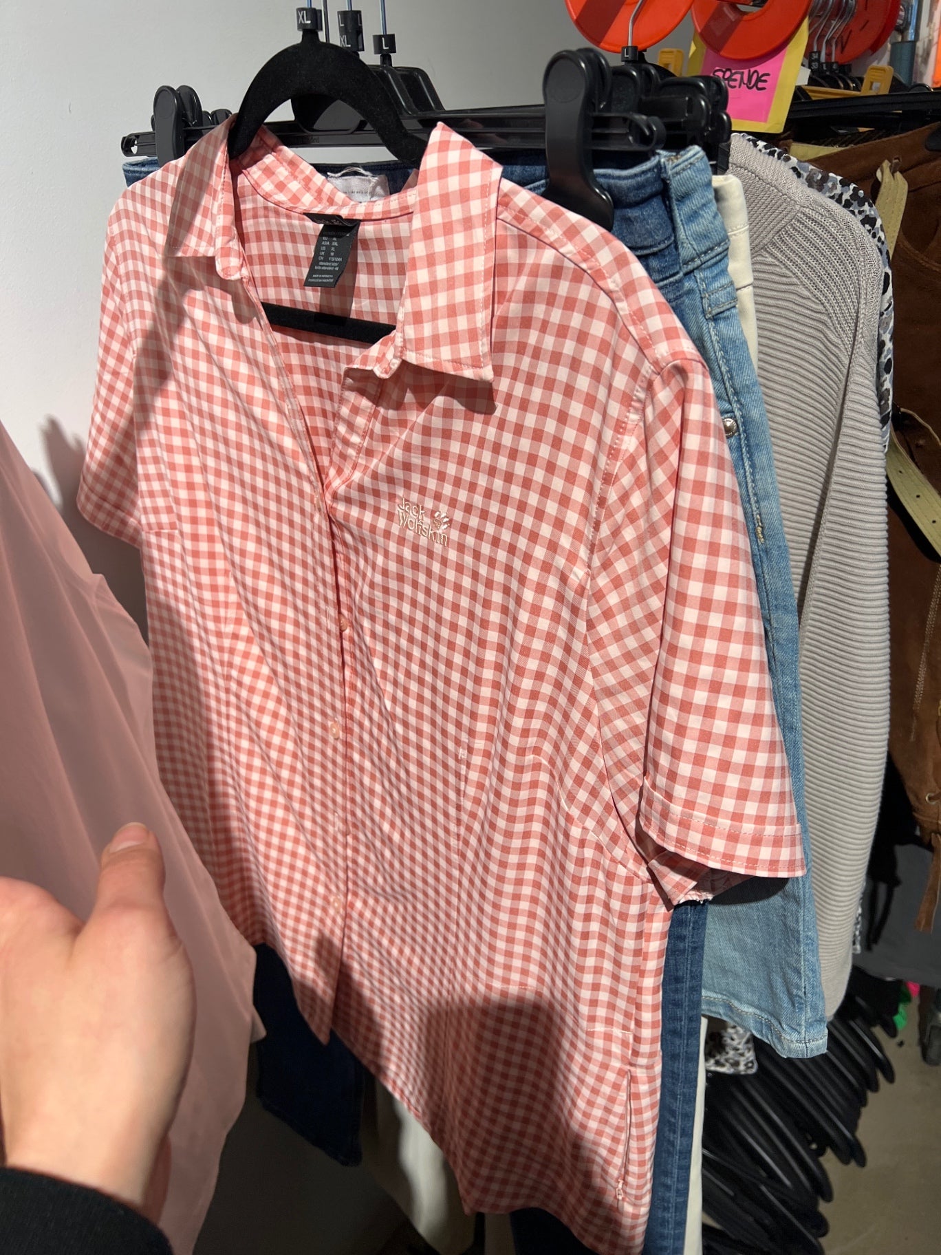 Jack Wolfskin Bluse Rot weiß kariert Gr.: XL