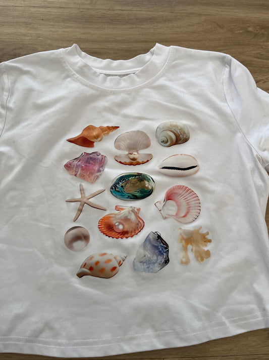 Shein T-Shirt Weiß Muscheln Gr.: S
