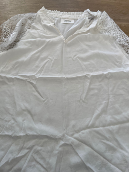 cream Blusenshirt Weiß Spitze Gr.: L