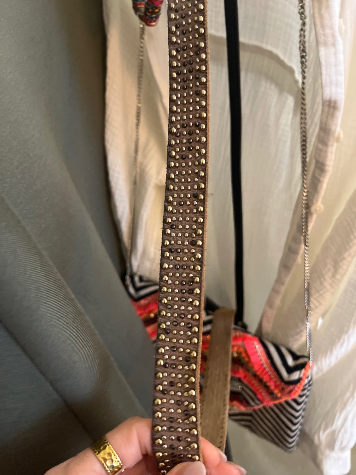 Cowboysbelt Ledergürtel Braun Nieten85cm