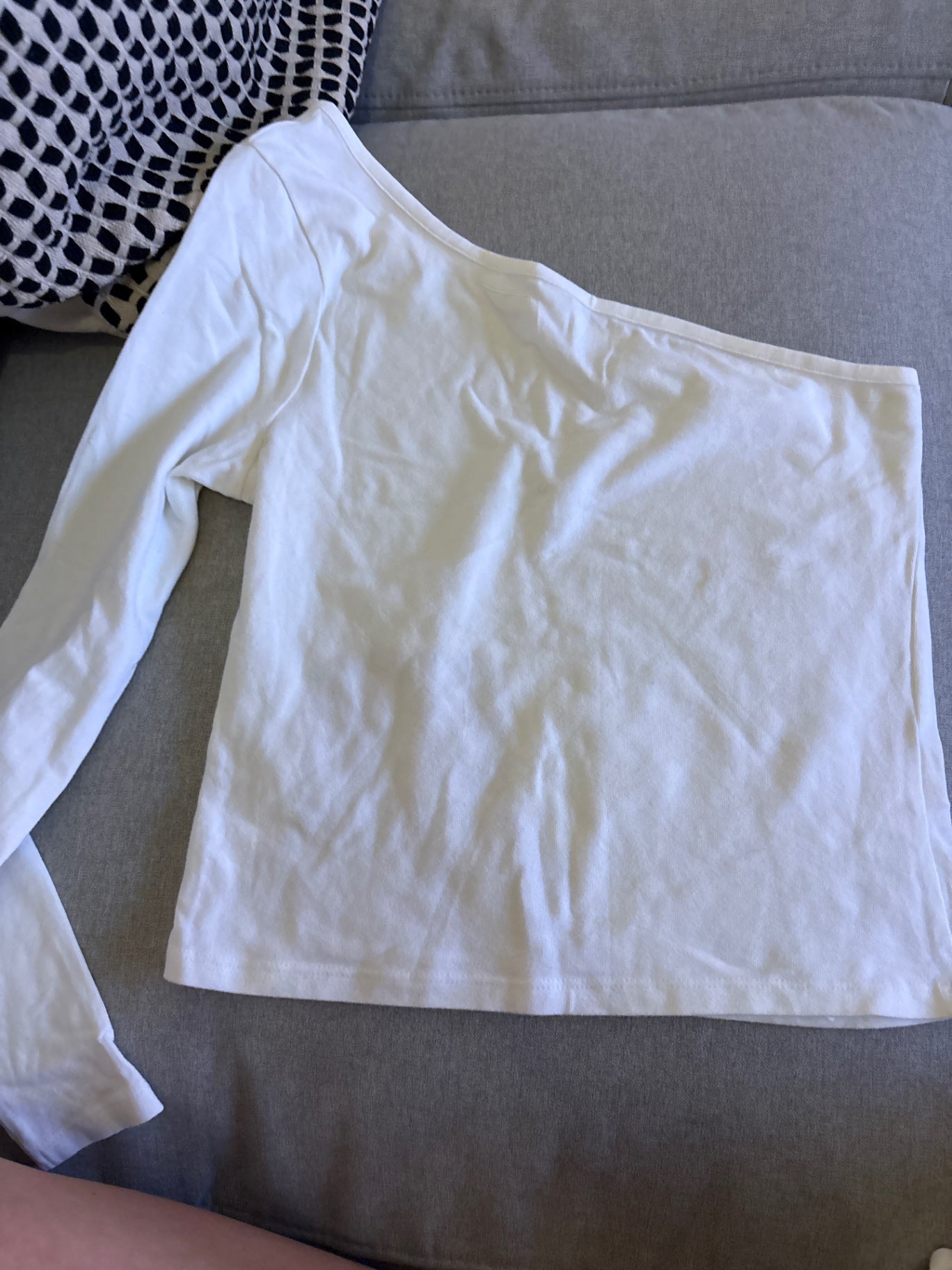 Langarmshirt One-Shoulder Weiß Gr.: S