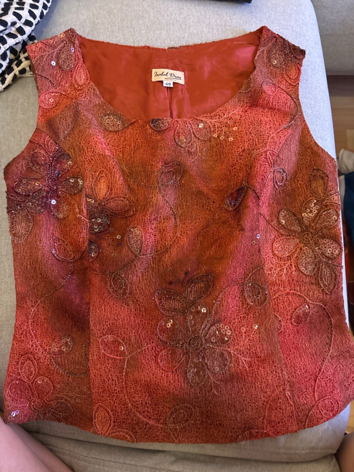 Isabel Diaz Top Rot, Orange Blumen Gr.: 40