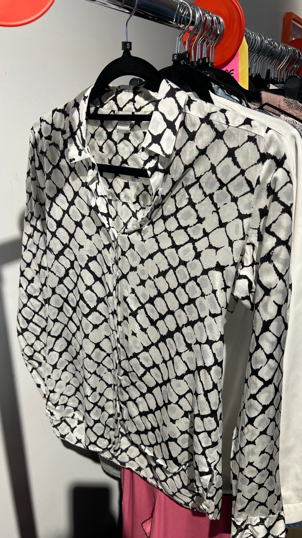 Eterna Bluse Weiß mit Schwarz Gr.: S