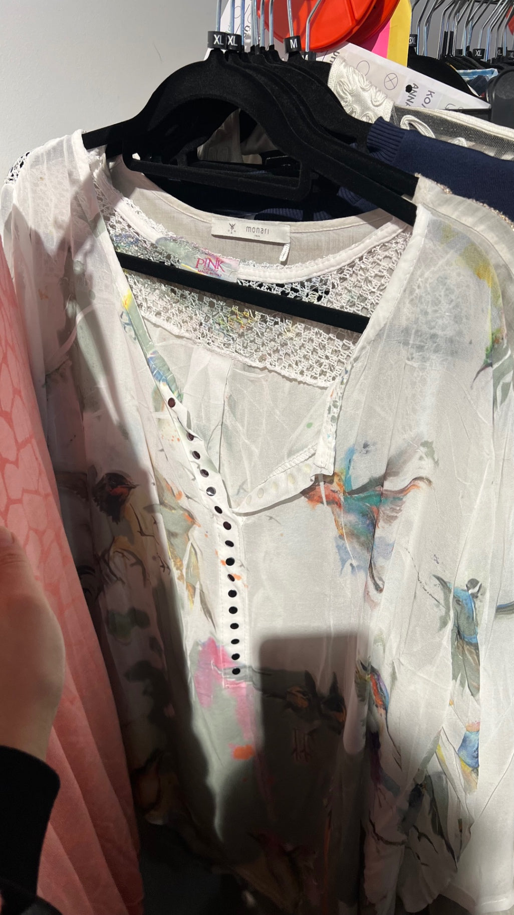 P!NK Bluse Weiß mit bunten Mustern Gr.: XL