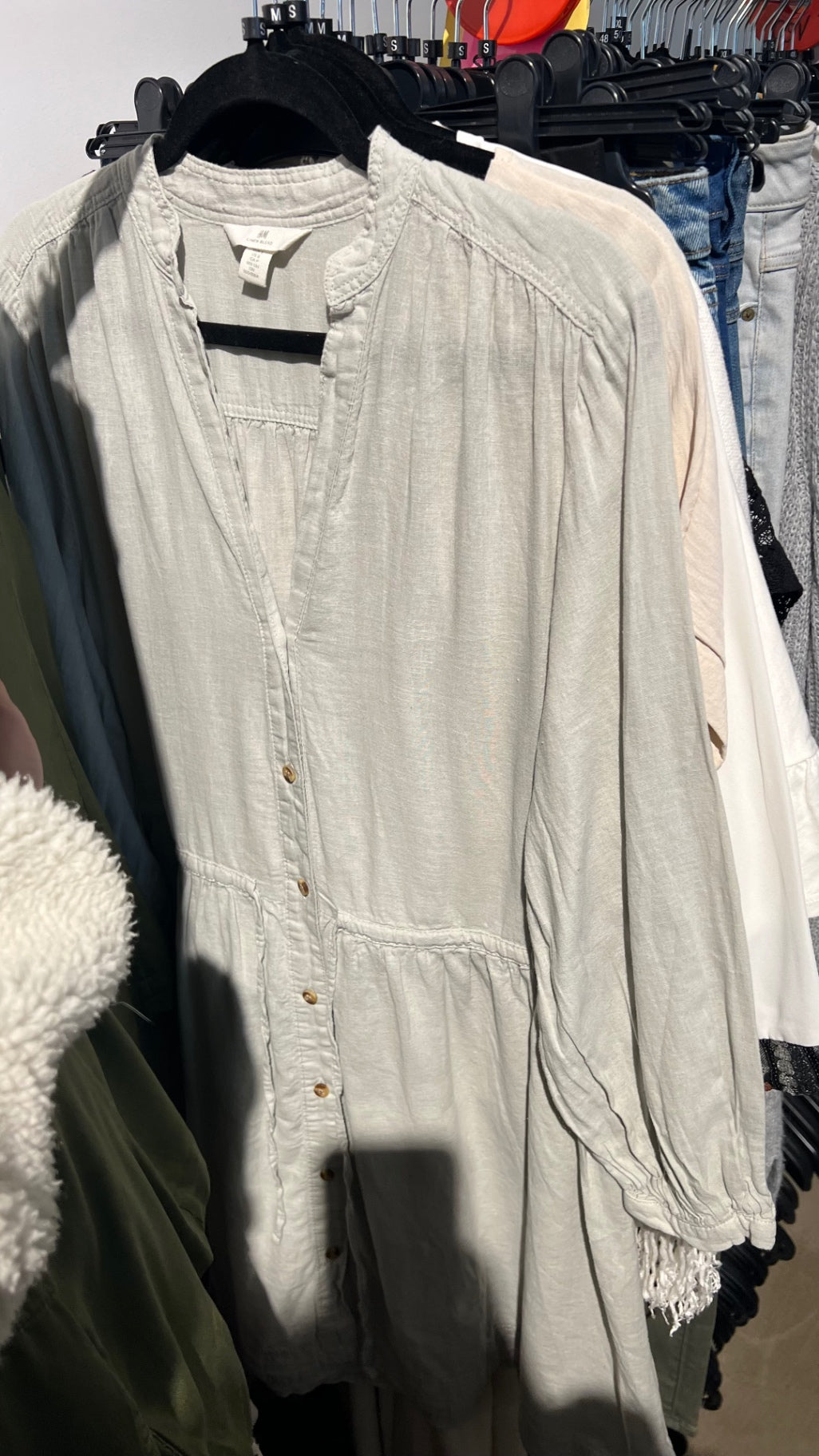 H&M Blusenkleid Leinen Beige Gr.: S