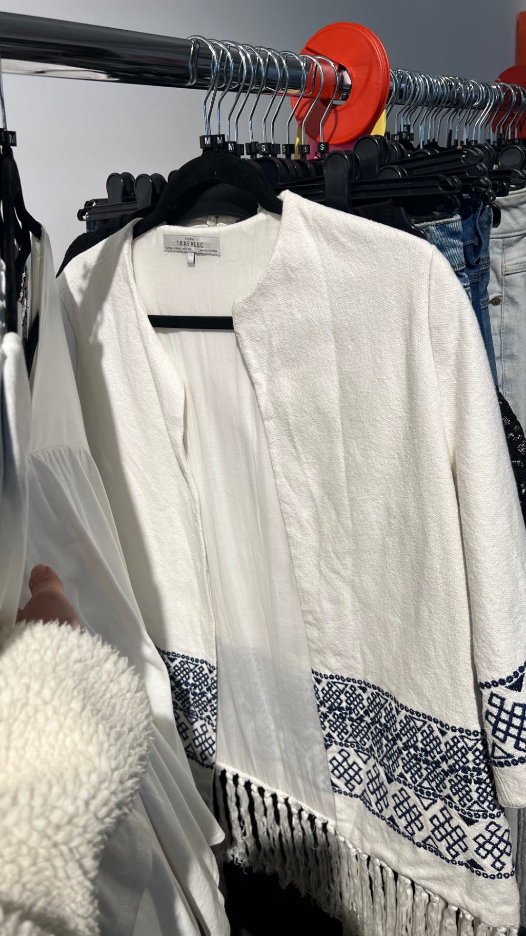 Zara Jacke Leinen Weiß Gr.: M