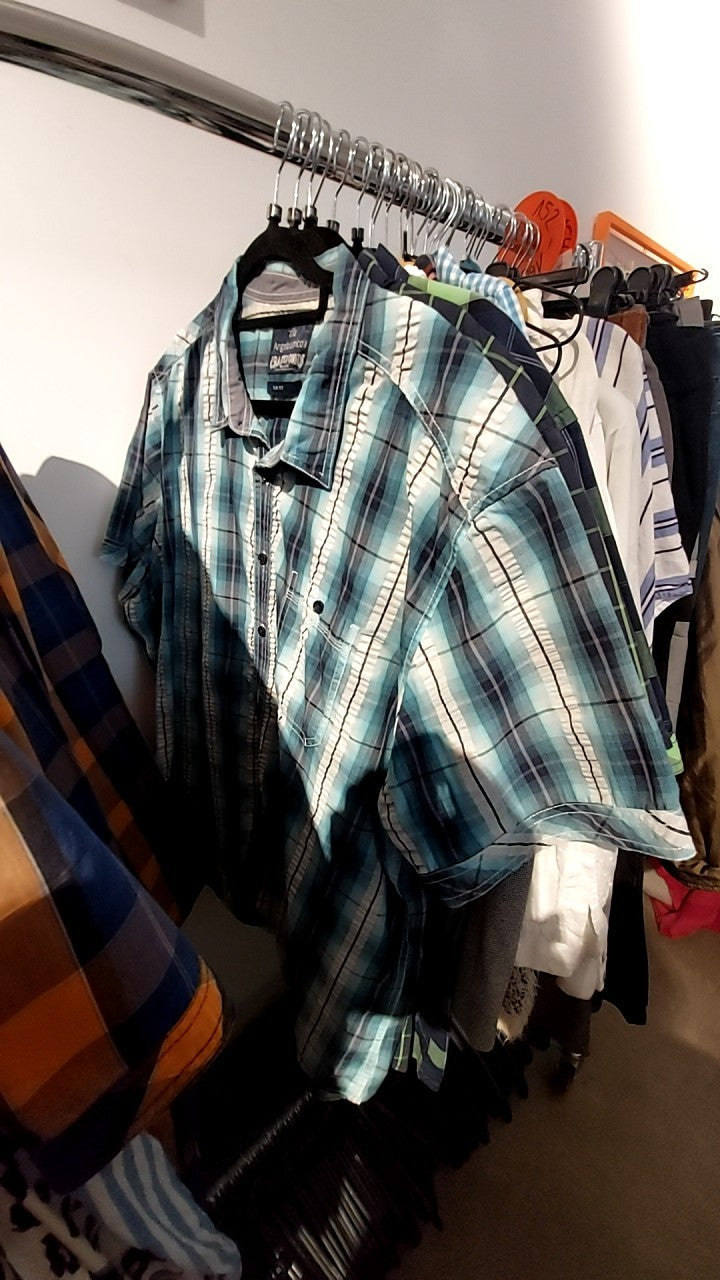 Angelo Litrico Hemd Türkis, Weiß Gr.: XXXL