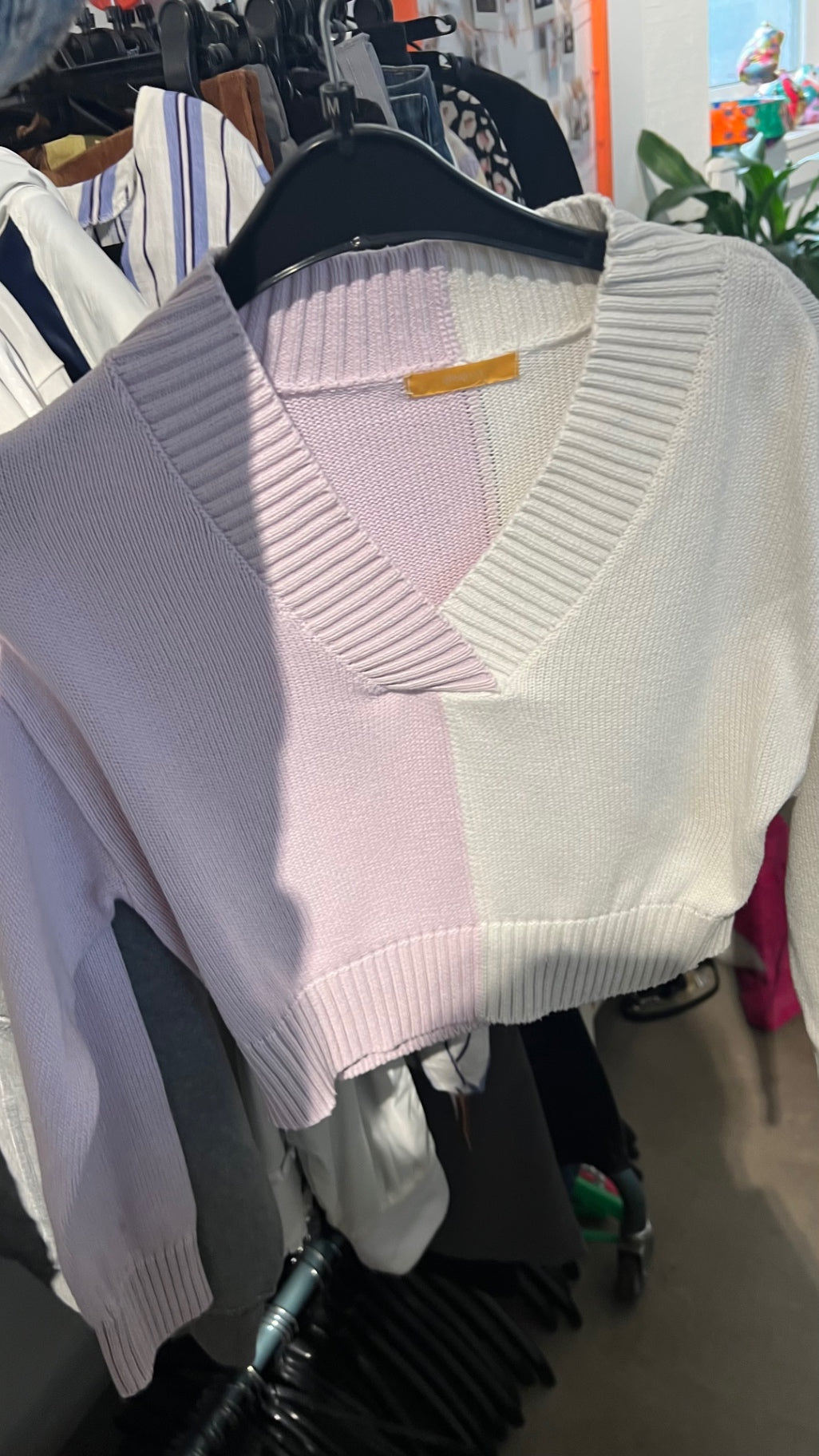 Gina Tricot Pullover Weiß und Hellrosa Gr.: M