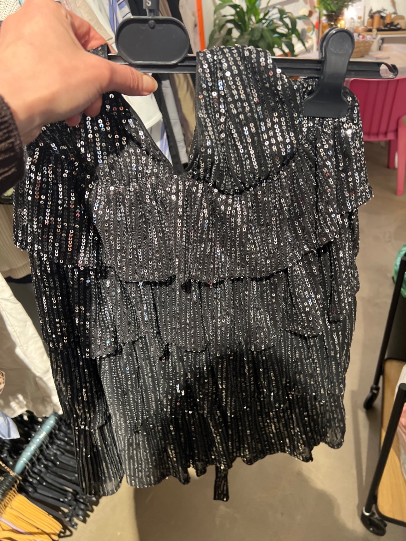 SHEIN Neckholder Silber-Glitzer Gr.: S