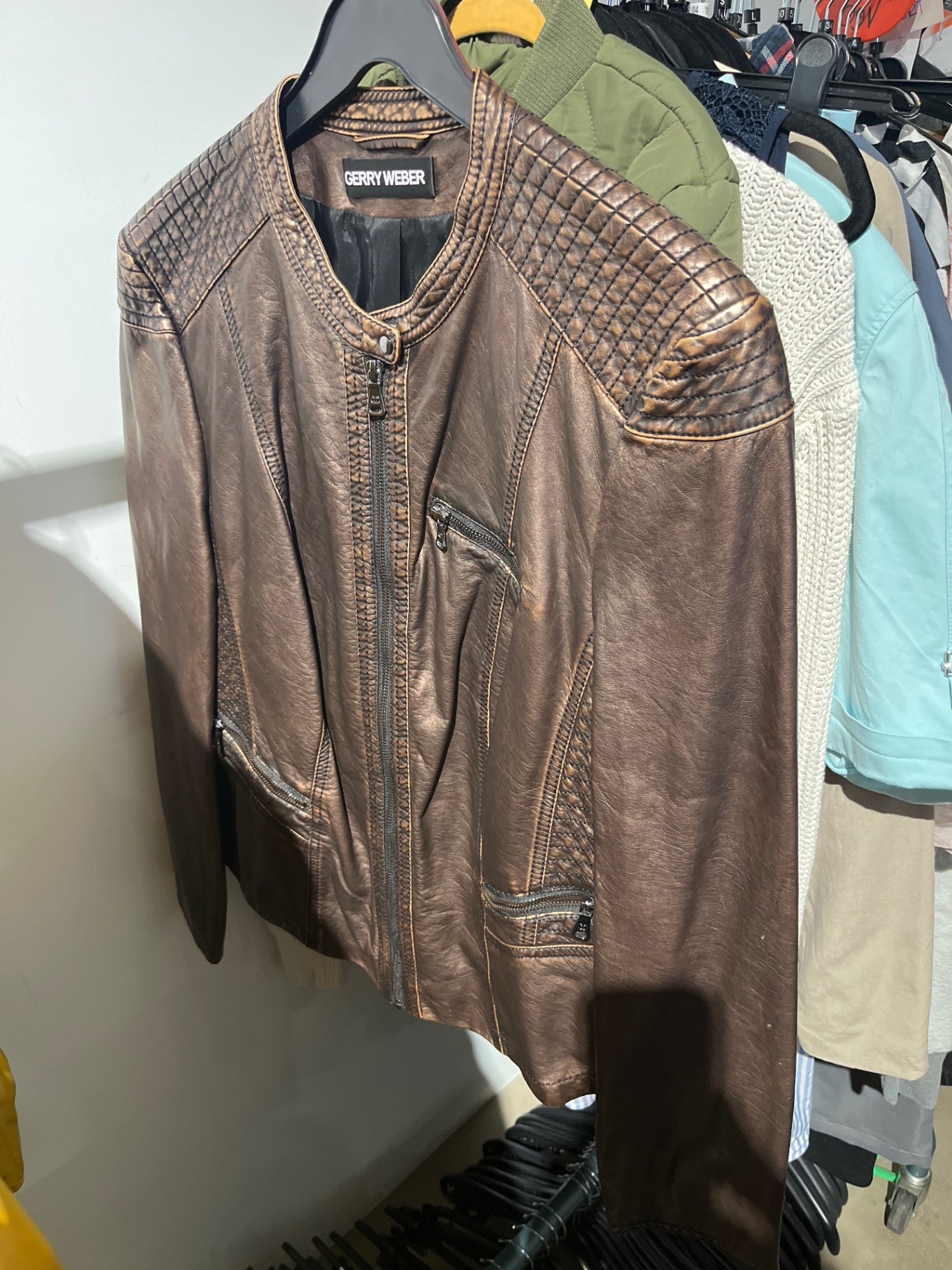 GERRY WEBER Lederjacke Braun glänzend