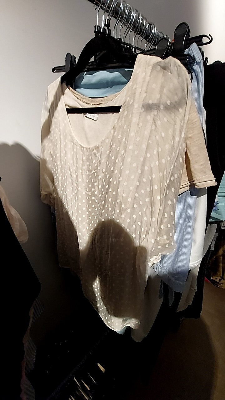 Made in Italy Bluse Beige mit w. Punkten Gr.: M