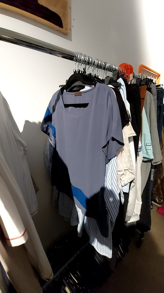 T-Shirt Grau, Blau Gr.: XL