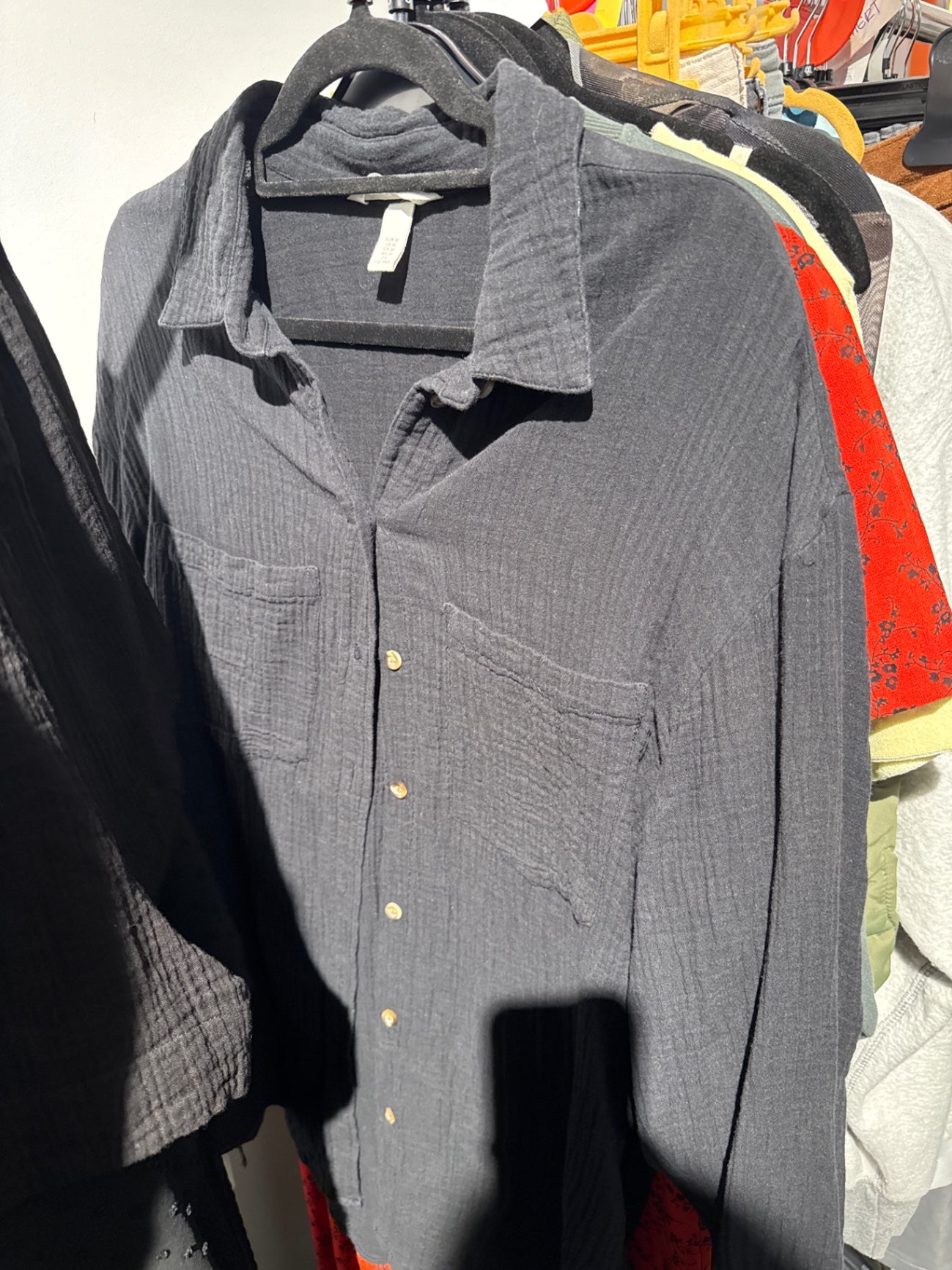 H&M Hemd Mousselin Schwarz Gr.: M