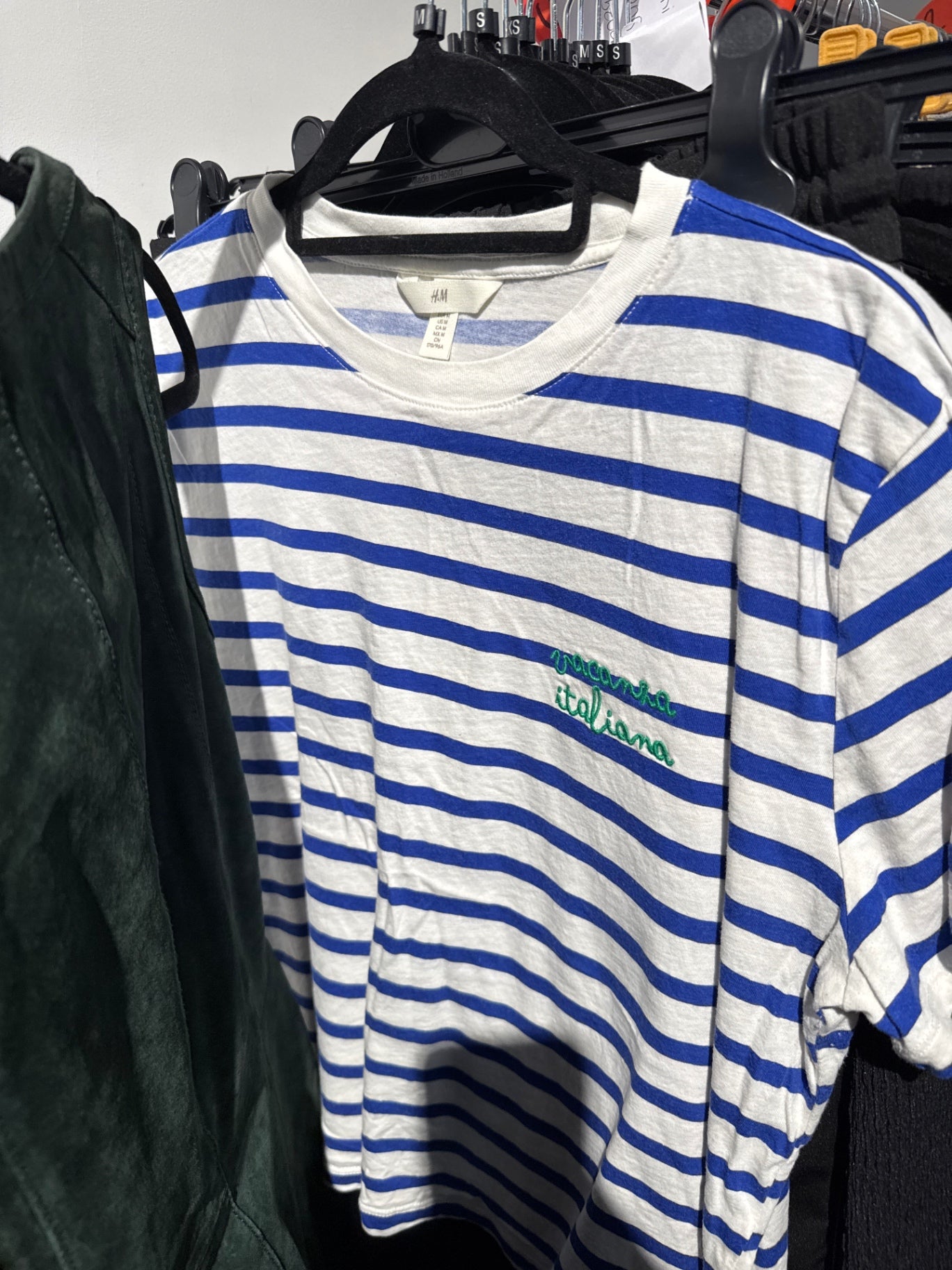 H&M T-Shirt Weiß und Blau Gr.: M