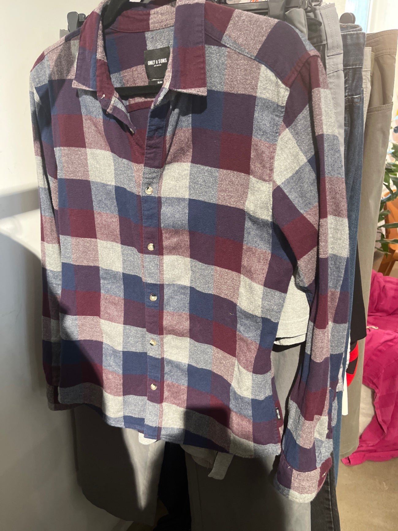 ONLY & SONS Hemd Lila kariert  M