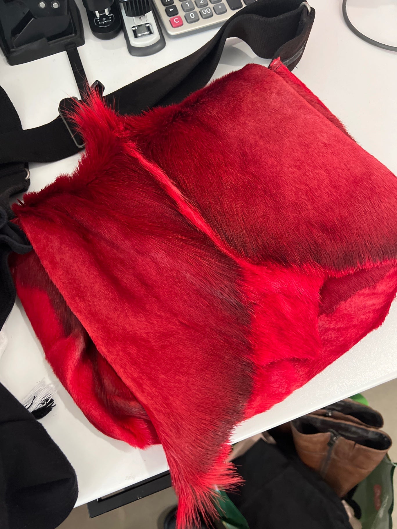 Kuhleder / Fell Tasche Rot 
