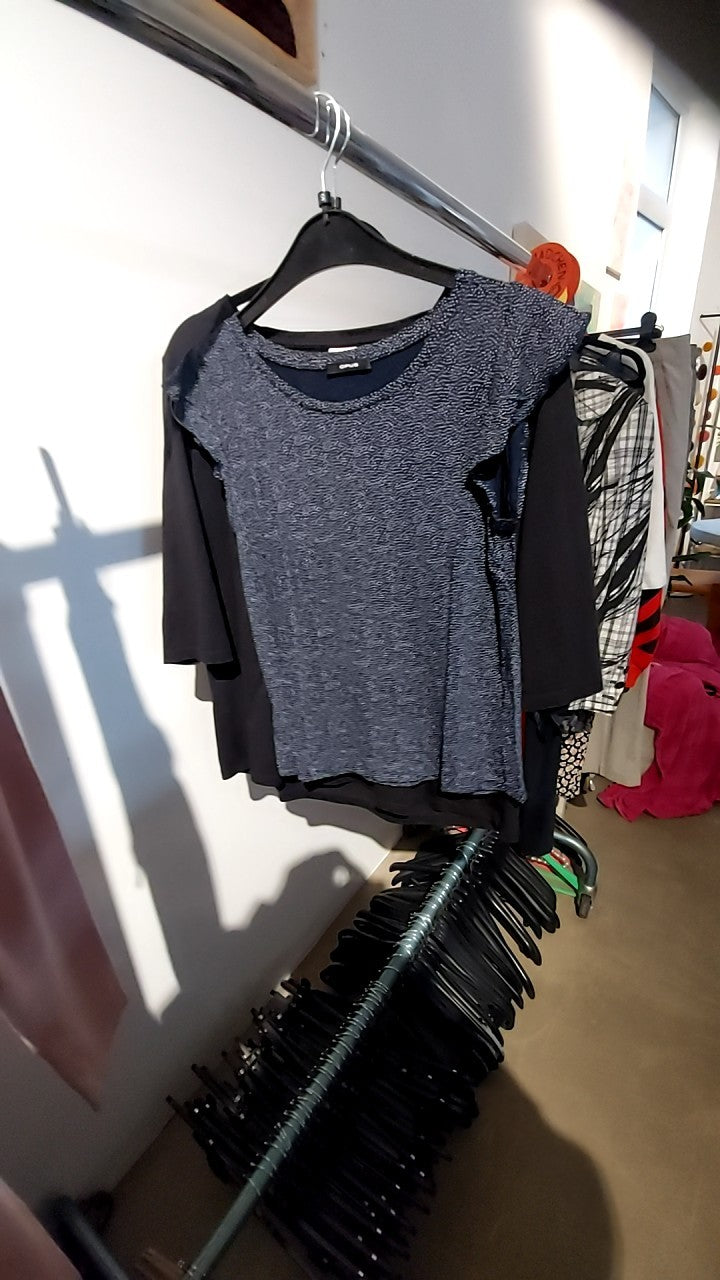 OPUS Shirt Blau/weiß gepunktet Gr.: S