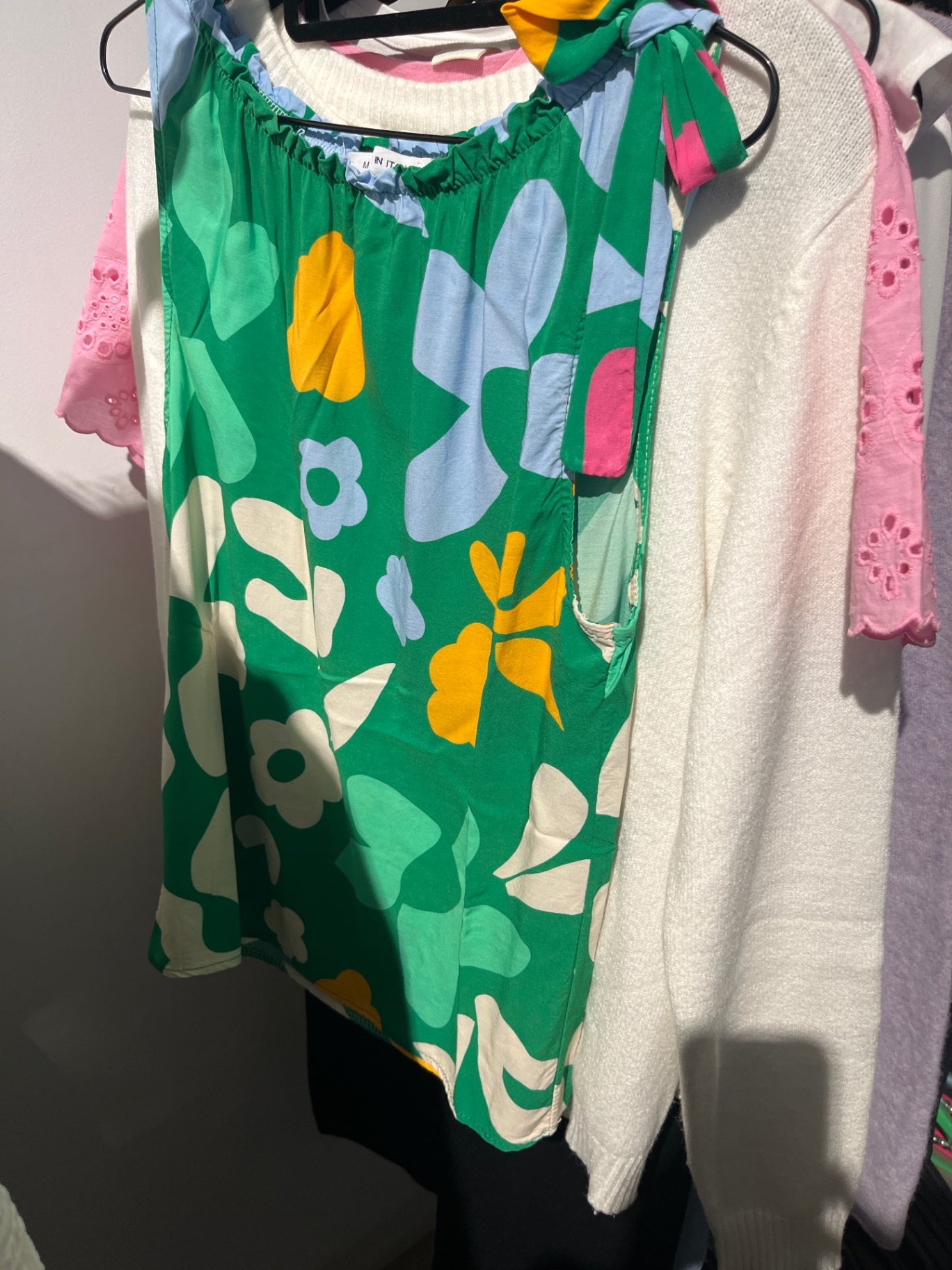 Made in italy Top Grün Blumen Gr.: M