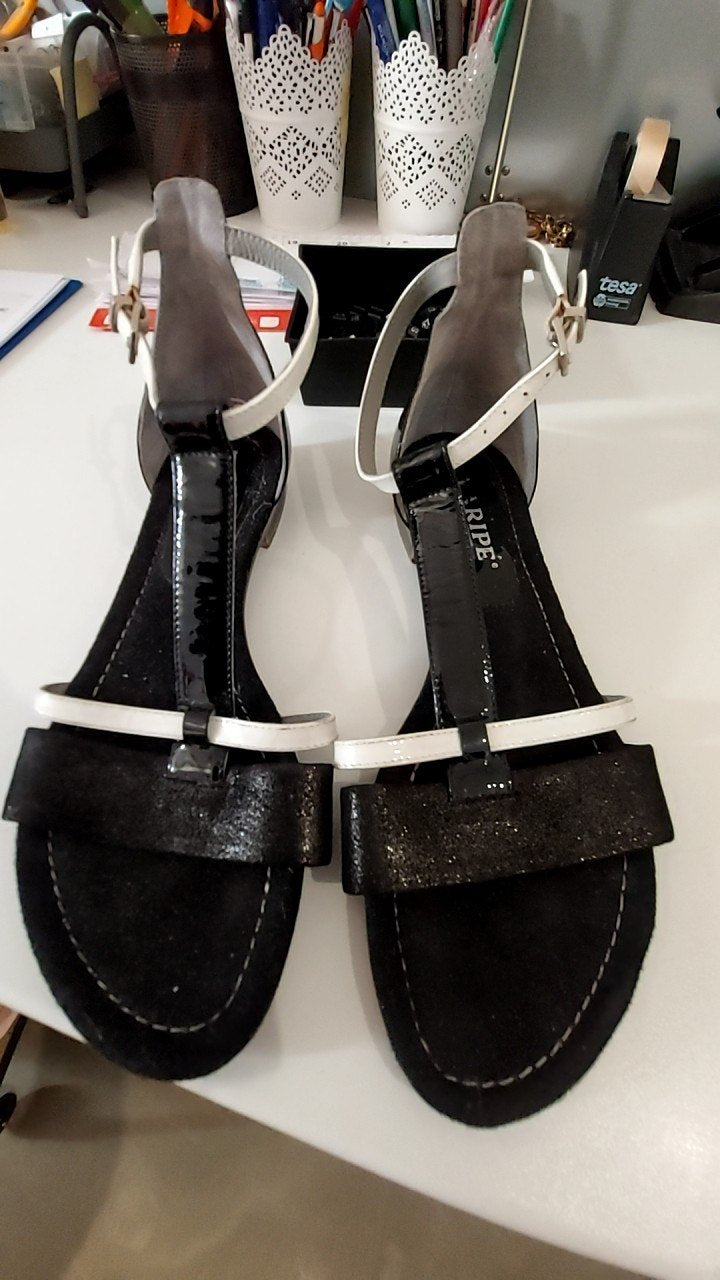 Maripé Sandalen Schwarz/Weiß Gr.: 38