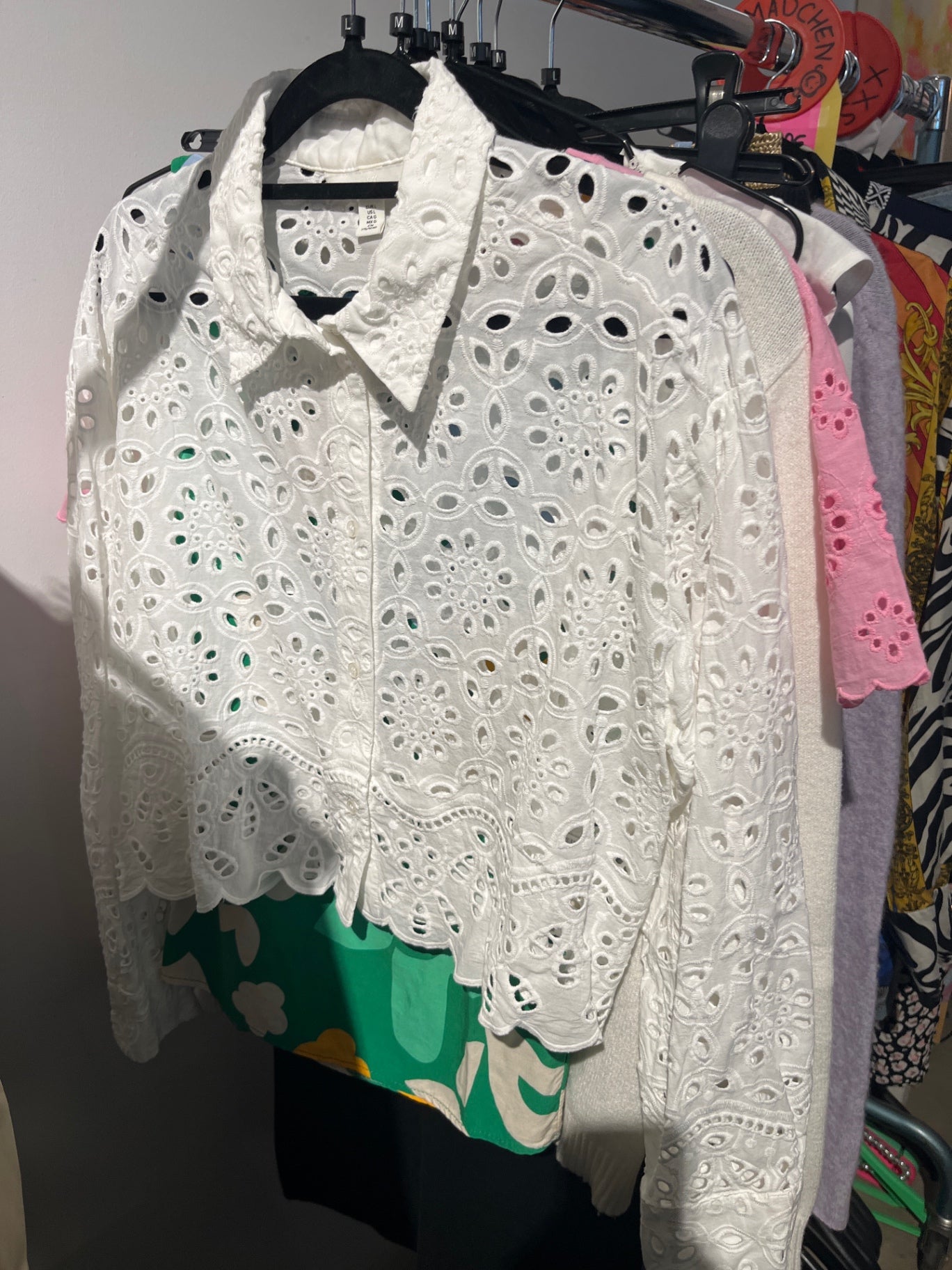 H&M Bluse Weiß lochmuster Gr.: L