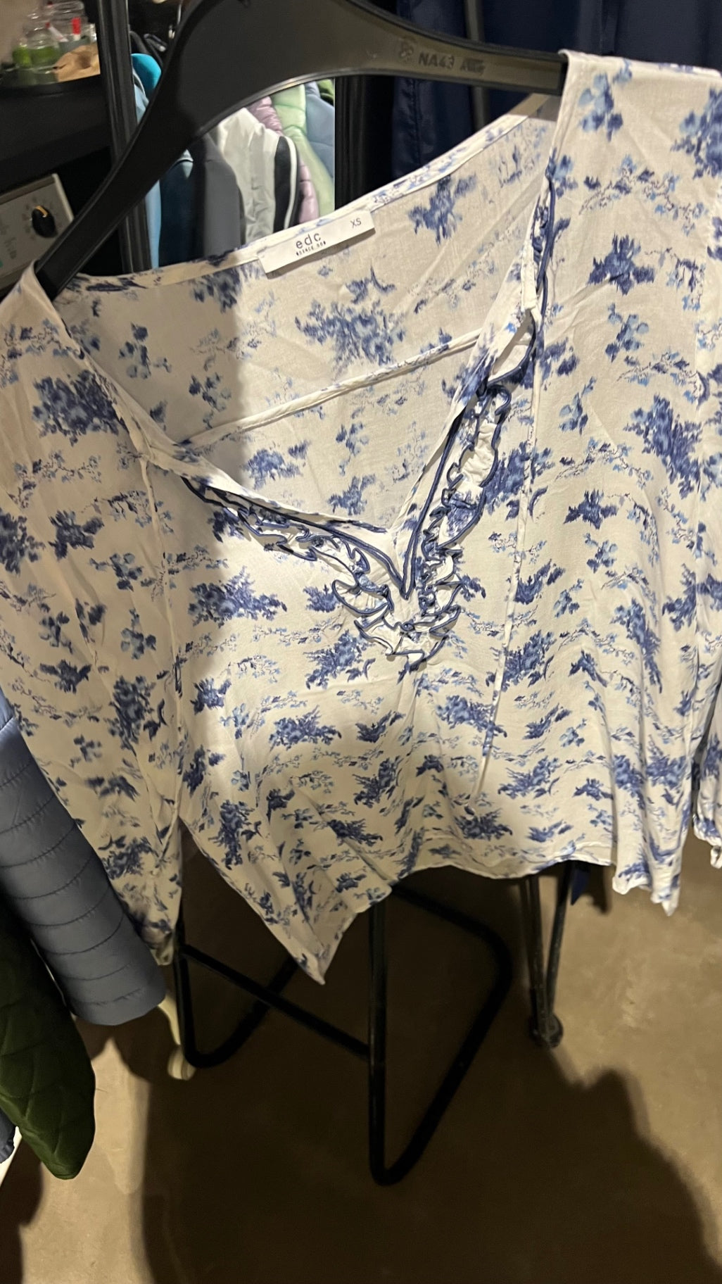 edc Bluse Weiß und Blau Gr.: XS
