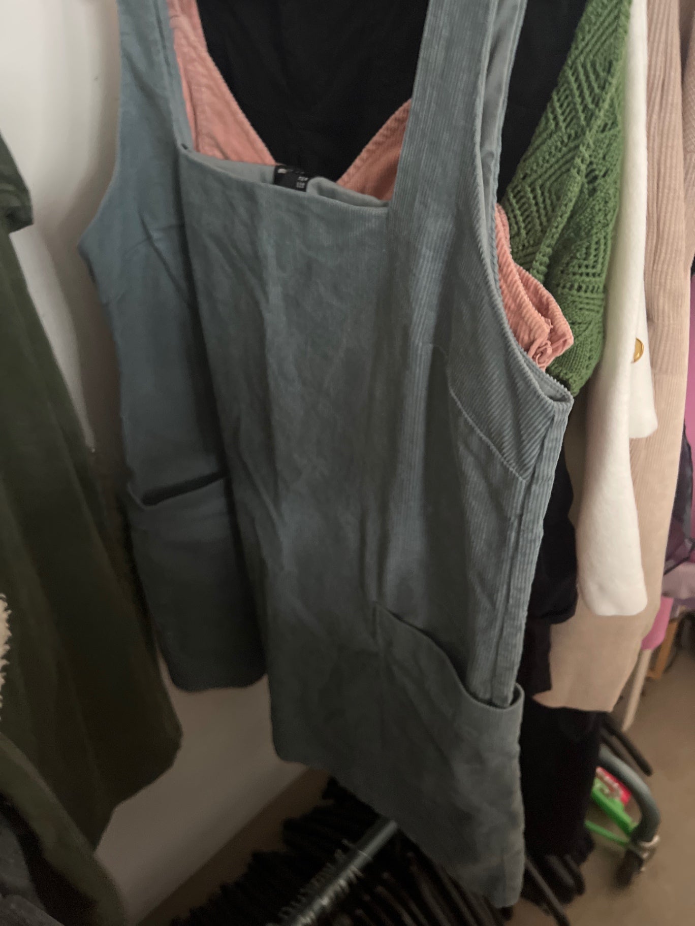 Asos Cord Kleid Grau Blau Gr.: XL
