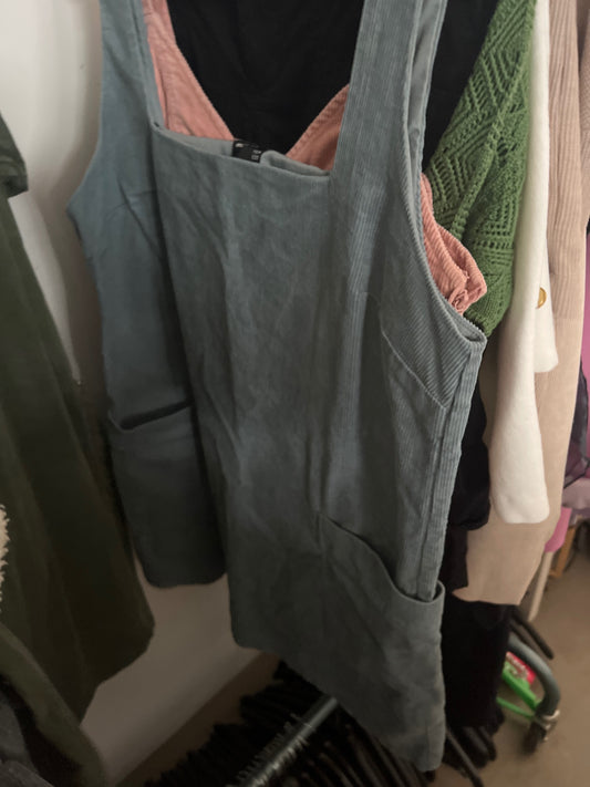 Asos Cord Kleid Grau Blau Gr.: XL